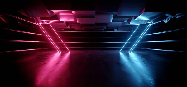 Neon Sci Futuristische Ondergrondse Cyber Electric Purple Blue Levendig Gloeiende — Stockfoto