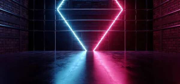 Sci Futurisztikus Cyber Grunge Beton Lézer Világító Lila Kék Folyosó — Stock Fotó