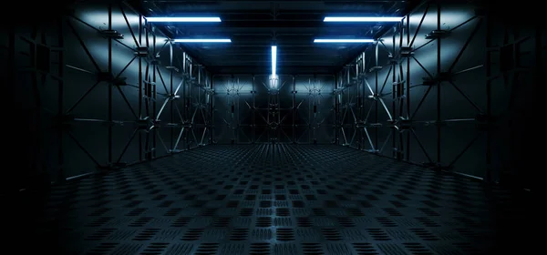 Avions Métalliques Vaisseau Spatial Extraterrestre Forme Futuriste Science Fiction Couloir — Photo