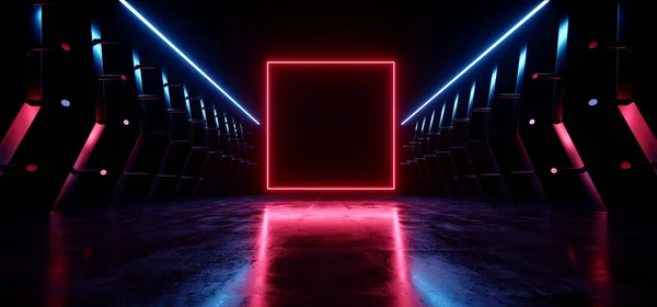 Futuristische Sci Cyber Moderne Rechthoek Neon Laser Blauw Rode Stralen — Stockfoto