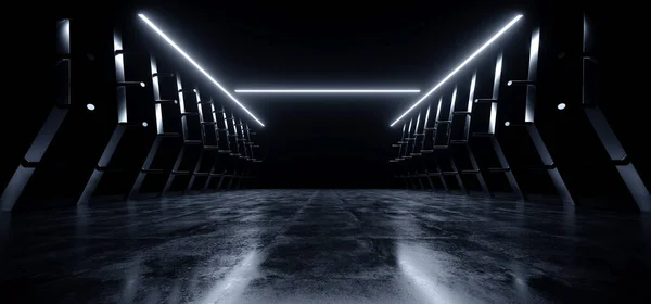 Dark Futuristic Sci Cyber Neon Laser Stripe Lights Metal Stripe Zdjęcia Stockowe bez tantiem