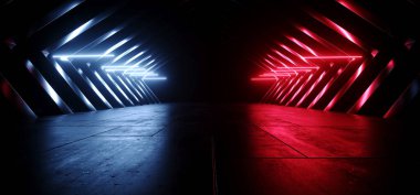 Bilim Kurgu Mor Mor Mor Mor Lazerler Modern Siber Yeraltı Tüneli Parlak Gerçekçi Metal Yayı Salon Depo Stüdyosu 3D Resim