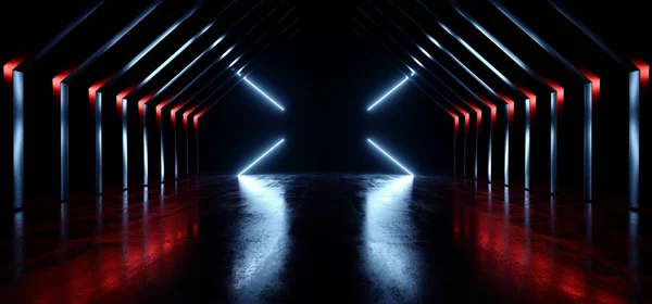Sci Futuristische Neon Lasers Moderne Cyber Underground Tunnel Corridor Glanzend — Stockfoto