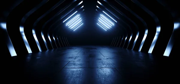 Luces Haz Neón Láser Azul Oscuro Cibernético Futurista Ciencia Ficción Imagen De Stock