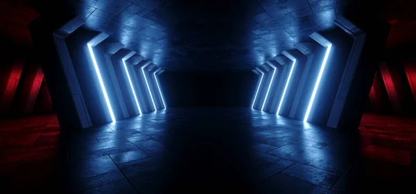 Neon Laser Purple Blue Parking Sci Futuristische Alien Ruimteschip Concrete — Stockfoto