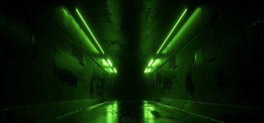 Siber Lazer Doku Gerçekçi Bilim Kurgu Modern Mavi Parlak Geleceğin Geleceği Koridoru Koridoru Karanlık Gece Yansıtıcı Metal Gerçekçi Arkaplan Boş Sahne Podyumu 3D Resim Çizimi