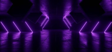 Siber Retro Bilim Kurgu Falı Fütürist Parlak Lazer Parlayan Parlak Işık Ahırı Grunge Beton Depo Çimento Gece Stüdyosu Stüdyosu Arkaplan 3D Görüntü