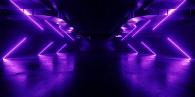 Canlı Ultraviyole Uzay Gemisi Uzaylı Lazerler Sanal Sahne Aracı Podyumu Parlak Tünel Koridoru Gerçekçi Bilim Kurgu Futuristik Karanlık Beton Mağazası Yeraltı Mağazası 3D Resim Odası