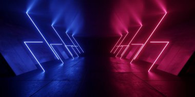 Bilim Kurgu Uzaylı Uzay Gemisi Lazer Işıltısı Neon Parıltısı Doymuş Işıklar Modern Elektrik Odası Tünel Koridoru Çimento Çimento Sahne Arkaplan 3D Resim