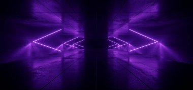 Bilim Kurgu Uzaylı Okları Lazer Parıltısı Neon Parıltısı Doymuş Işıklar Modern Elektrik Odası Koridoru Koridoru Çimento Çimento Arkaplan 3D