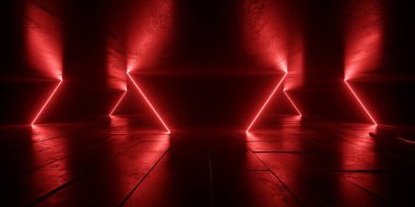 Bilim Kurgu Uzaylı Geleceği Lazer Işıltısı Doymuş Işıklar Modern Elektrik Odası Tünel Koridoru Bodrum Beton Arkaplan 3D