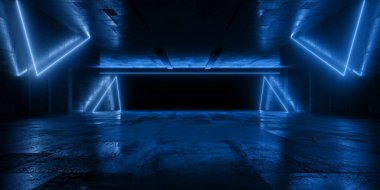 Bilimci Fütüristik Siber Beton Oyun Deposu Oyun Mağazası Grunge Garaj Ürünleri Lazer Parlak Arkaplan Parlak Hangar Stüdyo Arkaplan 3D Görüntü