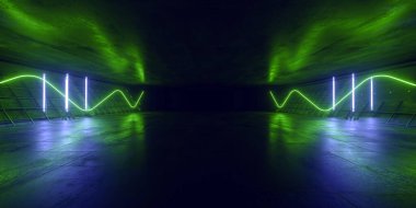 Bilim Kurgu Uzay Gemisi Siber Beton Oyun Deposu Oyun Mağazası Mağazası Grunge Garajı Parlak Arkaplan Lazer Parlak Arkaplan Boş Hangar Stüdyo Tüneli 3D Resim