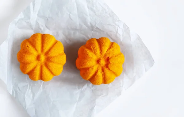 Bombes Bain Orange Parfumées Forme Citrouille Produits Soins Peau — Photo