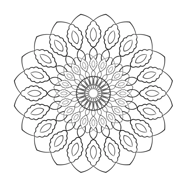 Ornement Mandala Livre Colorier Shirt Carte Voeux Autocollants Tatouages Décorations — Image vectorielle