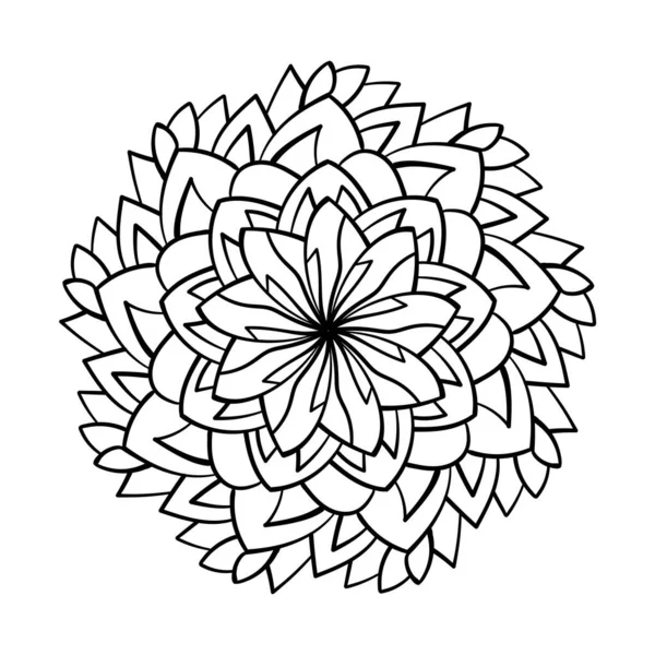 曼荼羅の装飾 ぬり絵のページ Tシャツ グリーティングカード ステッカー タトゥー インテリアデザインの装飾 白い背景のベクトルイラスト — ストックベクタ