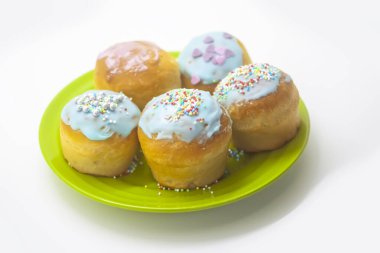 Glazed decorated homemade traditional sweet cake for Easter holidays.