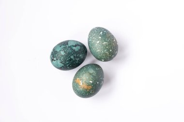 Colorful eggs. Traditional homemade decor and food for Easter holidays.