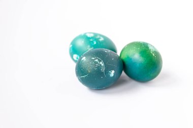 Colorful eggs. Traditional homemade decor and food for Easter holidays.