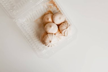 Delicious sweet zephyr marshmallows close up.