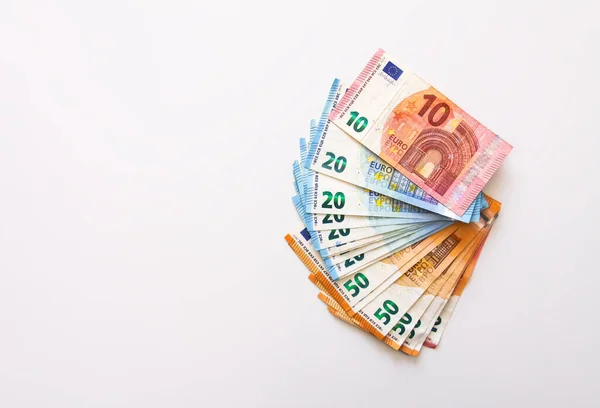 Банкноты Евро Легком Фоне Вблизи — стоковое фото