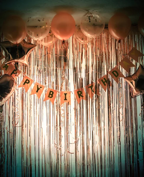 Birthday Party Decor Foil Curtains Bauble Cozy Home Interior Decoration — Stockfoto