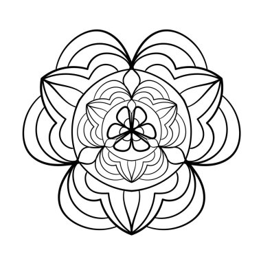 Mandala floral pattern. Coloring book page element for adult or children. Elegant round pattern.