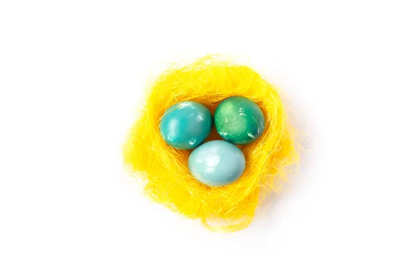 Традиционный Пасхальный Декор Цветные Куриные Яйца — стоковое фото