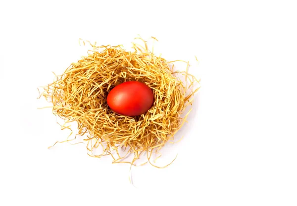 Decoração Tradicional Páscoa Ovos Coloridos Ninho Artificial — Fotografia de Stock