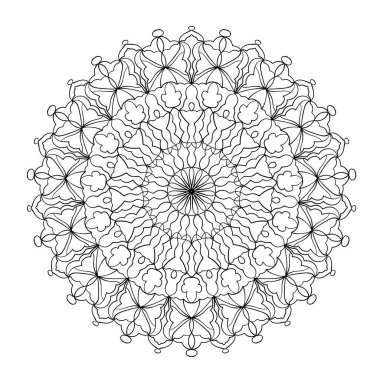 Dairesel desen. Kına, dövme, dekoratif çıkartmalar ve boyama sayfaları için zarif bir mandala..