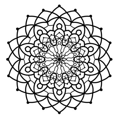 Etiketler, kınalar, dövme, dekorasyon ve ağ için dairesel mandala deseni. Etnik doğu tarzında dekoratif süs. Boyama kitabı sayfası.