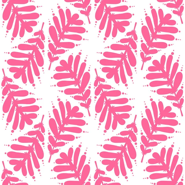 Seamless Pattern Elegant Stylish Background Vector Texture Pink Leaves — Stock Vector