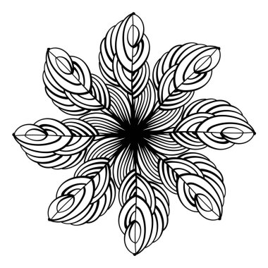 Dairesel desen. Dekoratif mandala. Etnik tarzda zarif bir süs. Boyama kitabı sayfası. Çizim arkaplanı.