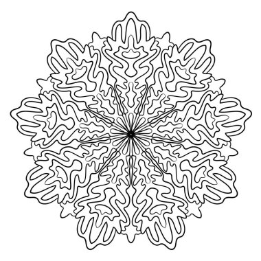 Süslü mandala dairesel desen. Zarif yuvarlak süs. Boyama kitabı sayfası. Vektör illüstrasyonu.