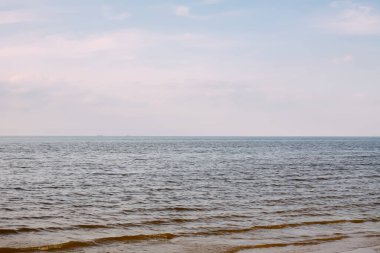 Rüzgarlı bir bahar gününde Baltık Denizi kıyısında. Jurmala, Letonya.