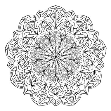 Dairesel desen. Dövme için mandala çizimi, çıkartmalar, boyama sayfaları, dekorasyon. Dekoratif karalama süsü.