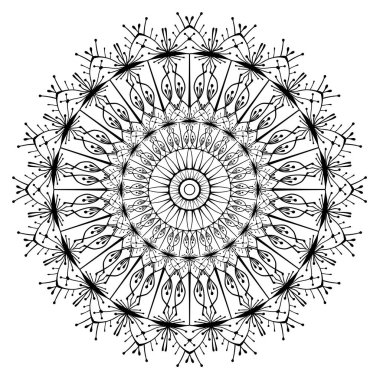 Dairesel desen. Dövme için mandala çizimi, çıkartmalar, boyama sayfaları, dekorasyon. Dekoratif karalama süsü.