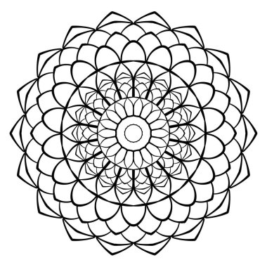 Dairesel desen. Dövme için mandala çizimi, çıkartmalar, boyama sayfaları, dekorasyon. Dekoratif karalama süsü.