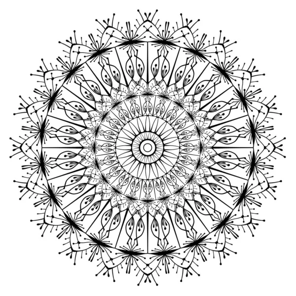 円形のパターン タトゥー ステッカー 着色ページ 装飾のための曼荼羅図 装飾的なドア飾り — ストックベクタ