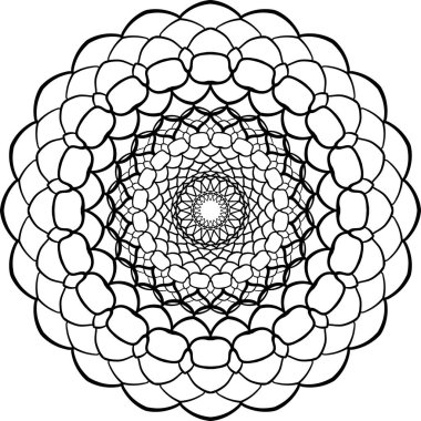 Dairesel mandala deseni. Dekoratif karalama süsü. Vektör çizimi. Renklendirme kitabı sayfa ögesi.