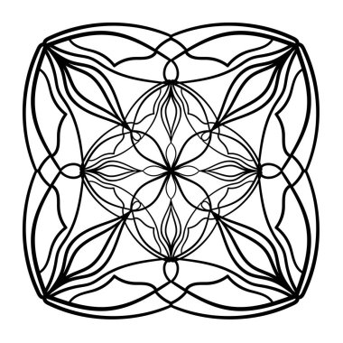 Dairesel mandala deseni. Dekoratif karalama süsü. Vektör çizimi. Renklendirme kitabı sayfa ögesi.