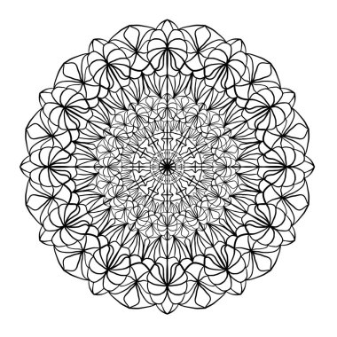 Dekorasyon, çıkartma, dövme ve boyama sayfaları için mandala zarif bir süs. Vektör illüstrasyonu. 