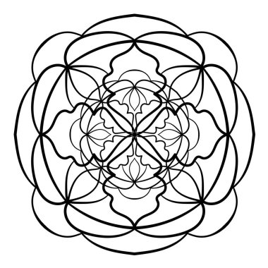 Dekorasyon, çıkartma, dövme ve boyama sayfaları için mandala zarif bir süs. Vektör illüstrasyonu. 