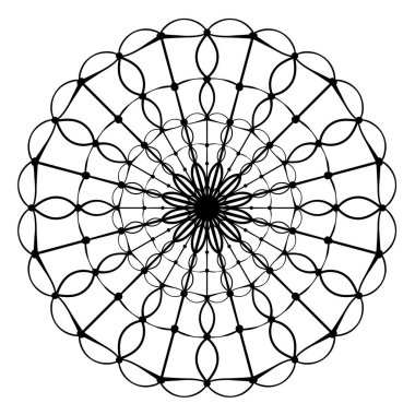 Soyut yuvarlak desen. Boyama kitabı sayfası, duvar sanatı, dövme öğesi. Çizim arkaplanı daire içinde.