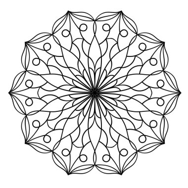 Soyut yuvarlak desen. Boyama kitabı sayfası, duvar sanatı, dövme öğesi. Çizim arkaplanı daire içinde.