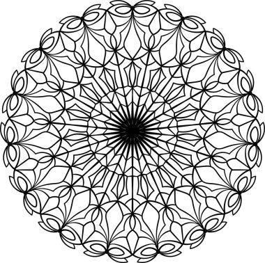 Soyut yuvarlak desen. Boyama kitabı sayfası, duvar sanatı, dövme öğesi. Çizim arkaplanı daire içinde.