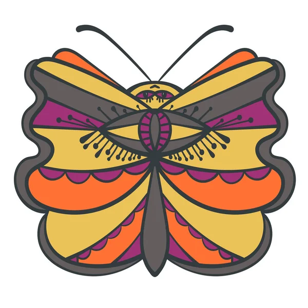 Barevný Ornamentální Motýl Vektorová Ilustrace — Stockový vektor