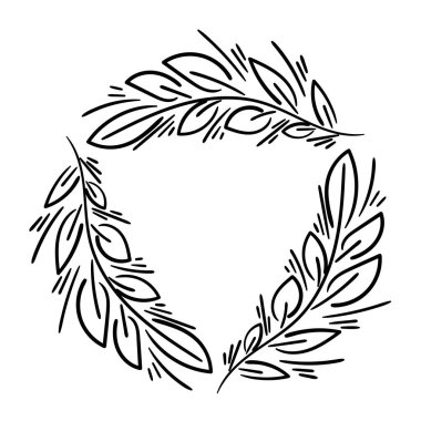 Yaprakların karalamaları. Grafik vektör tasarım ögesi.