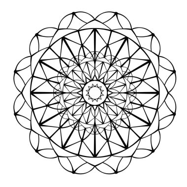 Mandala süsü. Dantel deseni daire şeklinde. Karalama çizimi. Vektör grafik tasarım ögesi.