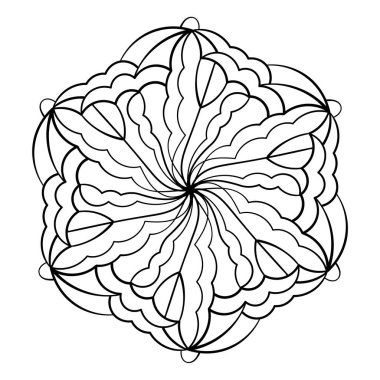 Mandala süsü. Dantel deseni daire şeklinde. Karalama çizimi. Vektör grafik tasarım ögesi.